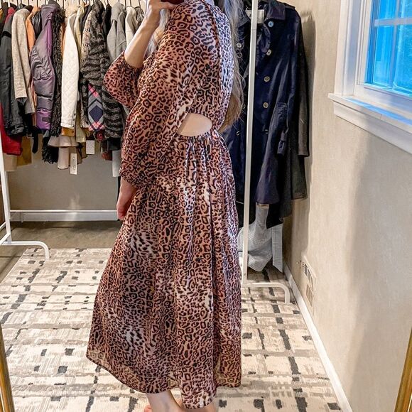 Anthropologie X Ranna Gill Leopard Print Midi Dress M - Picture 3 of 8
